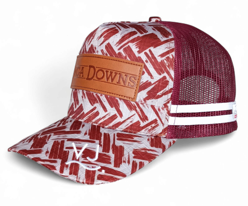 Custom 5 Panel Leather Patch Logo Maroon Printing Australian Country High Profile Deep Crown Australia Trucker Hat Country Trucker Caps