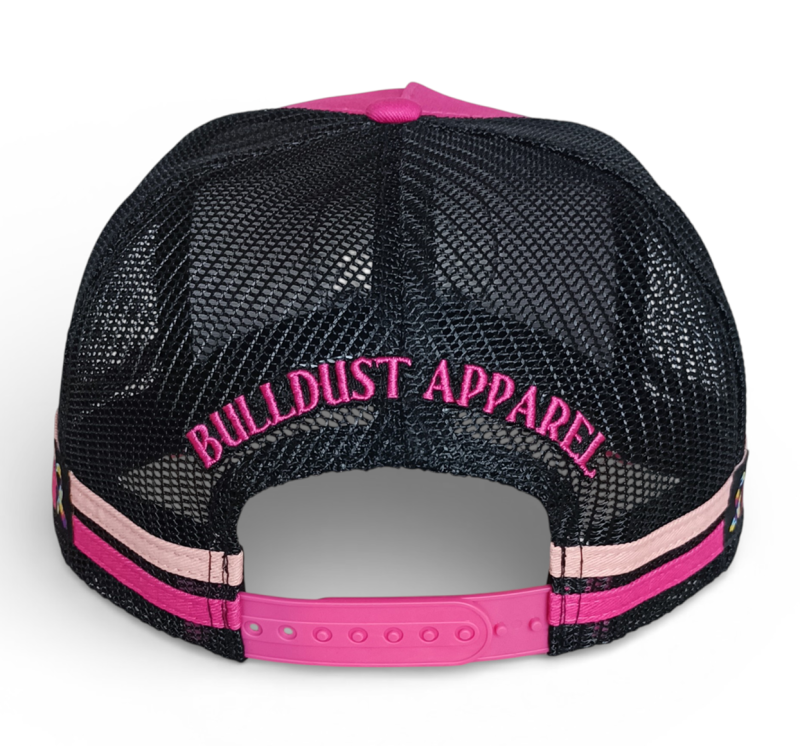 OEM Factory Trucker Hat with Embroidered logo Side Stripes 5 Panel High Profile Sport Snapback Cap Custom pink Trucker Hat