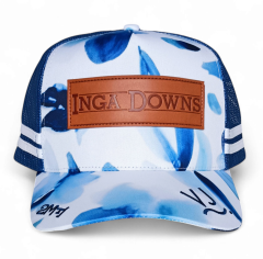 OEM Printed 5 Panels Embroidered Leather Patch logo Classic Trucker Cap Outdoor Casual Party High Profile Side stripes Woven Labels Country Trucker Cap