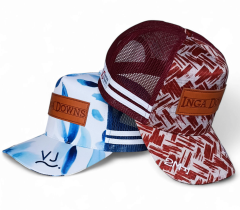Custom 5 Panel Leather Patch Logo Maroon Printing Australian Country High Profile Deep Crown Australia Trucker Hat Country Trucker Caps