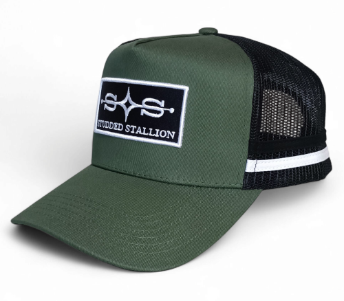 High Quality 100% Cotton High Profile Striped Trucker Caps 3d Embroider Patch Green Australian Country Trucker Hat