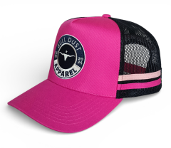 OEM Factory Trucker Hat with Embroidered logo Side Stripes 5 Panel High Profile Sport Snapback Cap Custom pink Trucker Hat