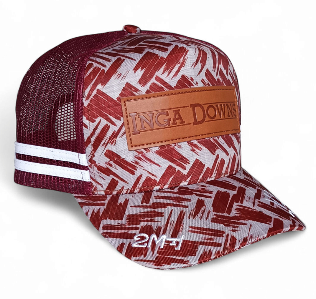 Custom 5 Panel Leather Patch Logo Maroon Printing Australian Country High Profile Deep Crown Australia Trucker Hat Country Trucker Caps