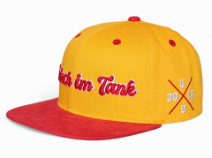 Wholesale China Factory High Quality Black 3D Embroidery Logo Inside Satin Lined Custom Red Black 2 Tones Snapback Cap Hat