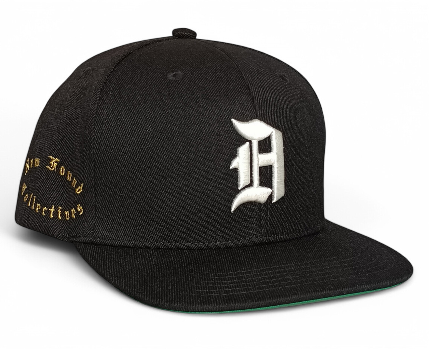 Custom classic wool acrylic green under brim 6 panel snapback cap