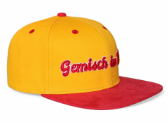 Wholesale China Factory High Quality Black 3D Embroidery Logo Inside Satin Lined Custom Red Black 2 Tones Snapback Cap Hat