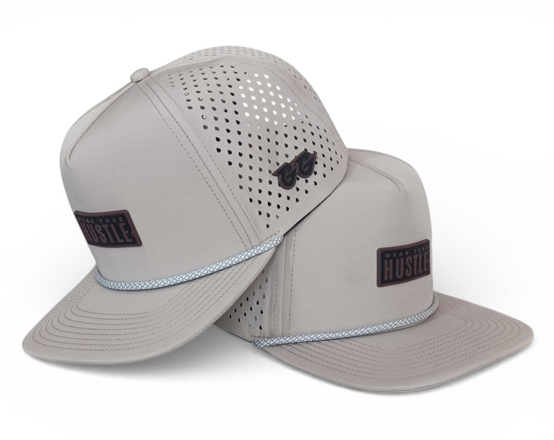 custom 5 panel waterproof hat laser cut golf hat flat brim with rubber patch logo snapback cap