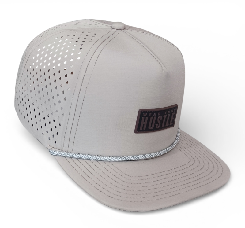 custom 5 panel waterproof hat laser cut golf hat flat brim with rubber patch logo snapback cap