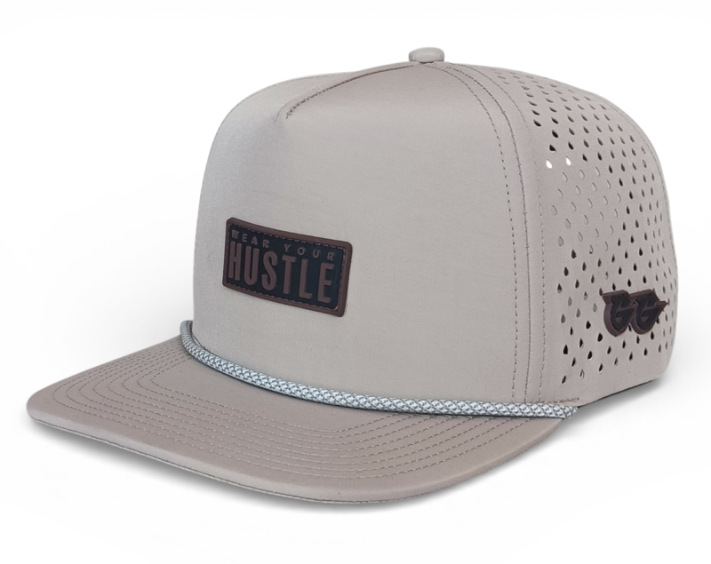 custom 5 panel waterproof hat laser cut golf hat flat brim with rubber patch logo snapback cap