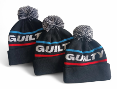 Black Beanie Hats Custom Pom Unisex Acrylic Winter Beanie Hats Custom logo Sports Jacquard Knit Hat Beanie for Men Women