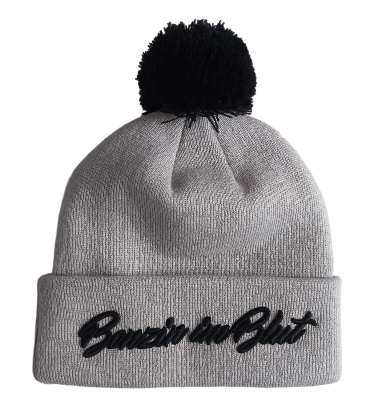 OEM High Quality Low MOQ Grey Men Winter Fashion Jacquard Custom 3D Embroidery Logo Toque With Pom Pom Knitted Bobble Beanie Hat