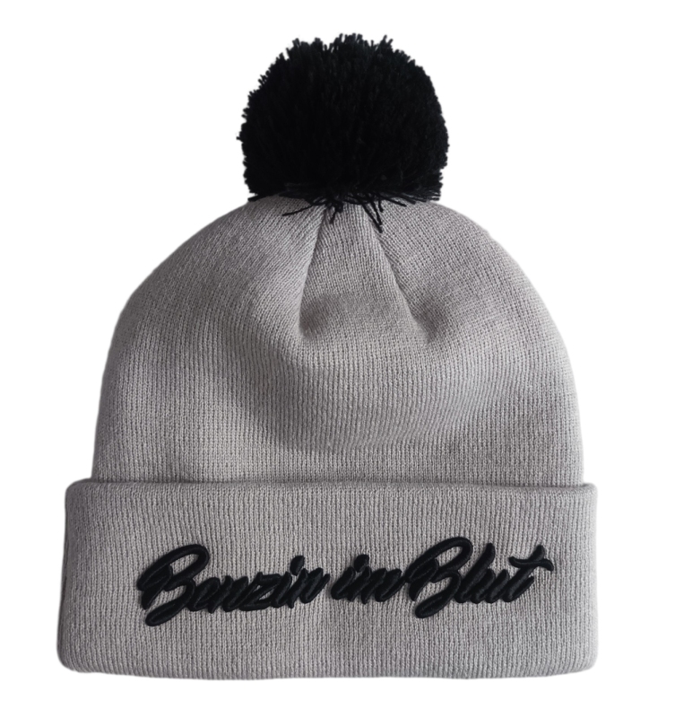 OEM High Quality Low MOQ Grey Men Winter Fashion Jacquard Custom 3D Embroidery Logo Toque With Pom Pom Knitted Bobble Beanie Hat