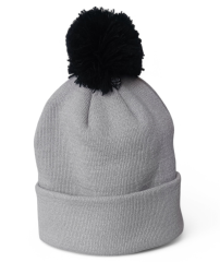 OEM High Quality Low MOQ Grey Men Winter Fashion Jacquard Custom 3D Embroidery Logo Toque With Pom Pom Knitted Bobble Beanie Hat