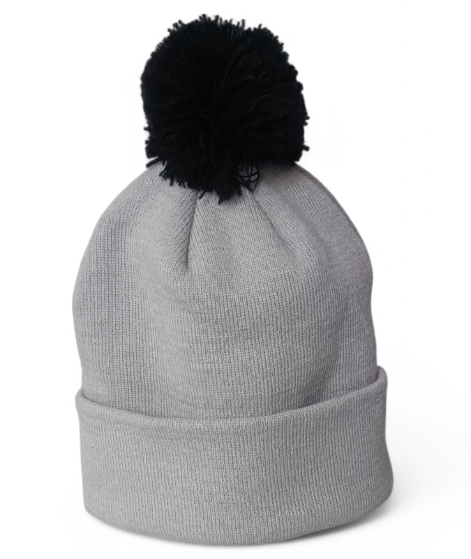 OEM High Quality Low MOQ Grey Men Winter Fashion Jacquard Custom 3D Embroidery Logo Toque With Pom Pom Knitted Bobble Beanie Hat