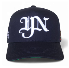 Custom Men's A-Frame Navy Blue Snapback Baseball Cap 5-Panel High Mid Profile Crown with Curved Brim Ethnic Style Gorras Caps Hat