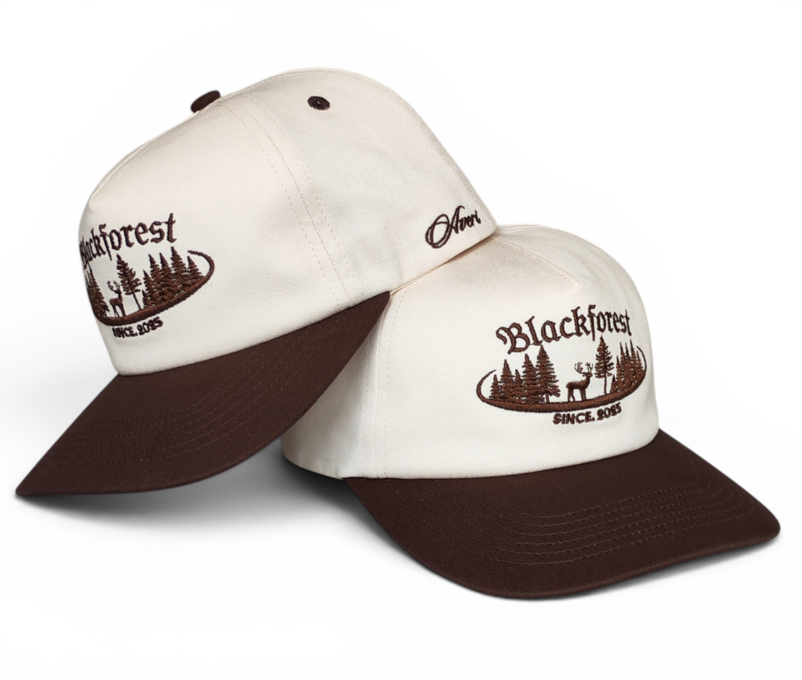 Vintage 100% Cotton Two Tones Snapback Hat Unstructured Custom flat embroidery Beige Brown 5 Panel Slightly Curved Brim Snapback Cap