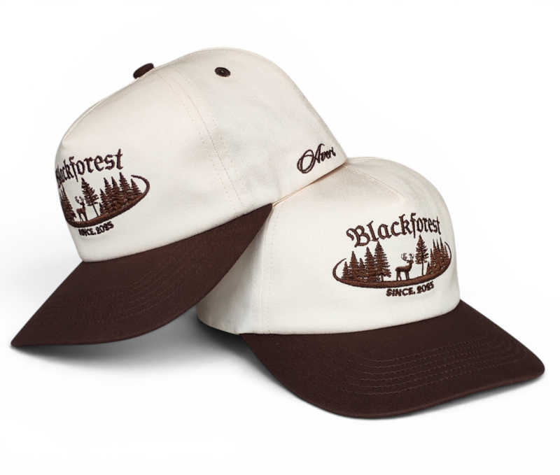 Vintage 100% Cotton Two Tones Snapback Hat Unstructured Custom flat embroidery Beige Brown 5 Panel Slightly Curved Brim Snapback Cap