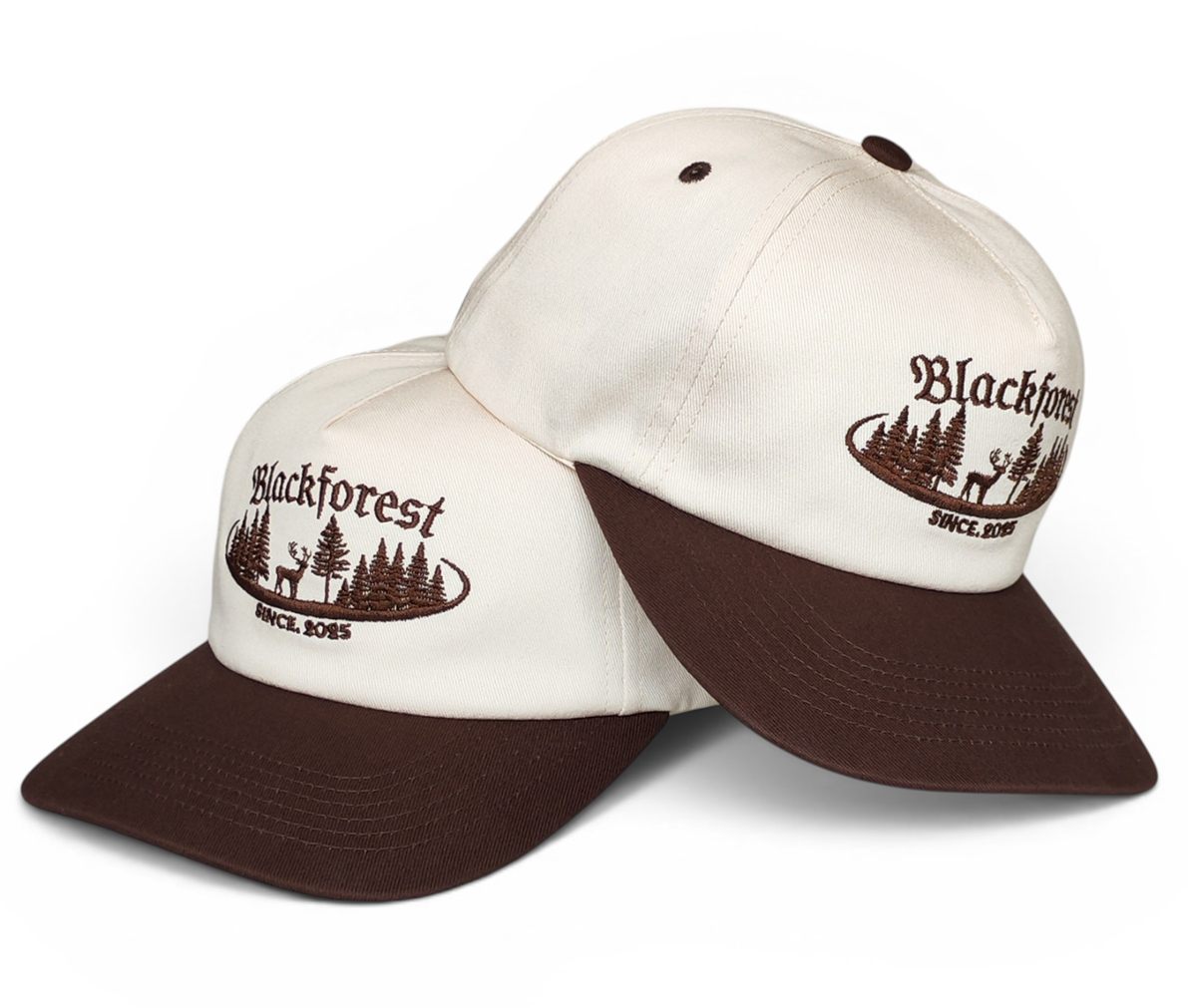 Vintage 100% Cotton Two Tones Snapback Hat Unstructured Custom flat embroidery Beige Brown 5 Panel Slightly Curved Brim Snapback Cap