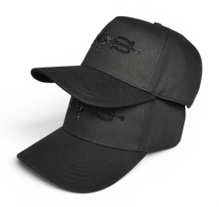 OEM Custom Premium Black Rhinestones Hat Embroidery Logo Hip Hop Streetwear 5 Panel Baseball Cap
