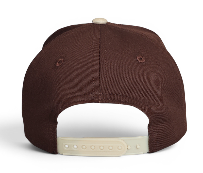 High Quality 5 Panel Two Tone Cotton Baseball Cap a Frame Snapback Custom Brown 3D Embroidery 5 Panel Baseball Cap