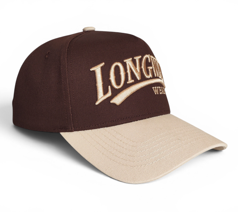High Quality 5 Panel Two Tone Cotton Baseball Cap a Frame Snapback Custom Brown 3D Embroidery 5 Panel Baseball Cap