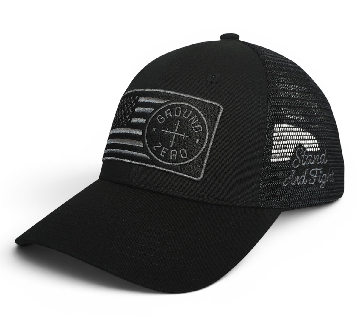 High Quality 6 Panel Black Wholesale Sports Trucker Hat With Custom Embroidery Patch 3D Border Truckers Cap for Outdoor