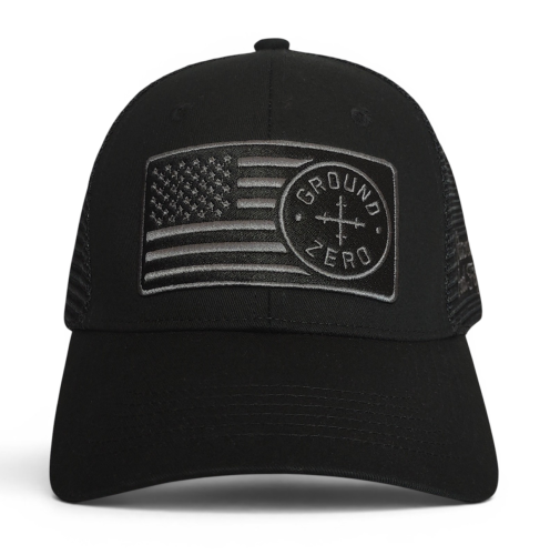 High Quality 6 Panel Black Wholesale Sports Trucker Hat With Custom Embroidery Patch 3D Border Truckers Cap for Outdoor