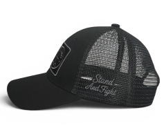 High Quality 6 Panel Black Wholesale Sports Trucker Hat With Custom Embroidery Patch 3D Border Truckers Cap for Outdoor