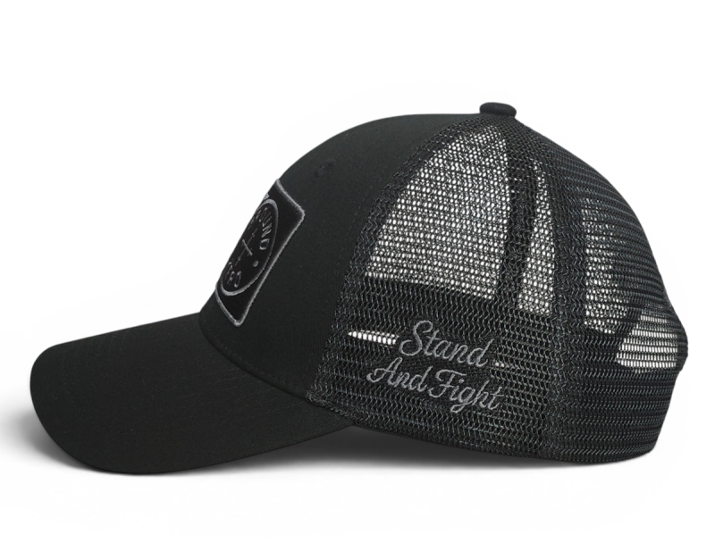 High Quality 6 Panel Black Wholesale Sports Trucker Hat With Custom Embroidery Patch 3D Border Truckers Cap for Outdoor