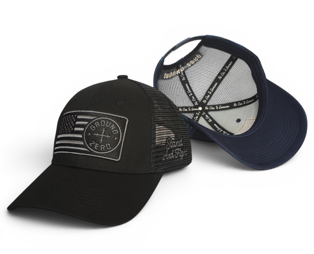 High Quality 6 Panel Black Wholesale Sports Trucker Hat With Custom Embroidery Patch 3D Border Truckers Cap for Outdoor