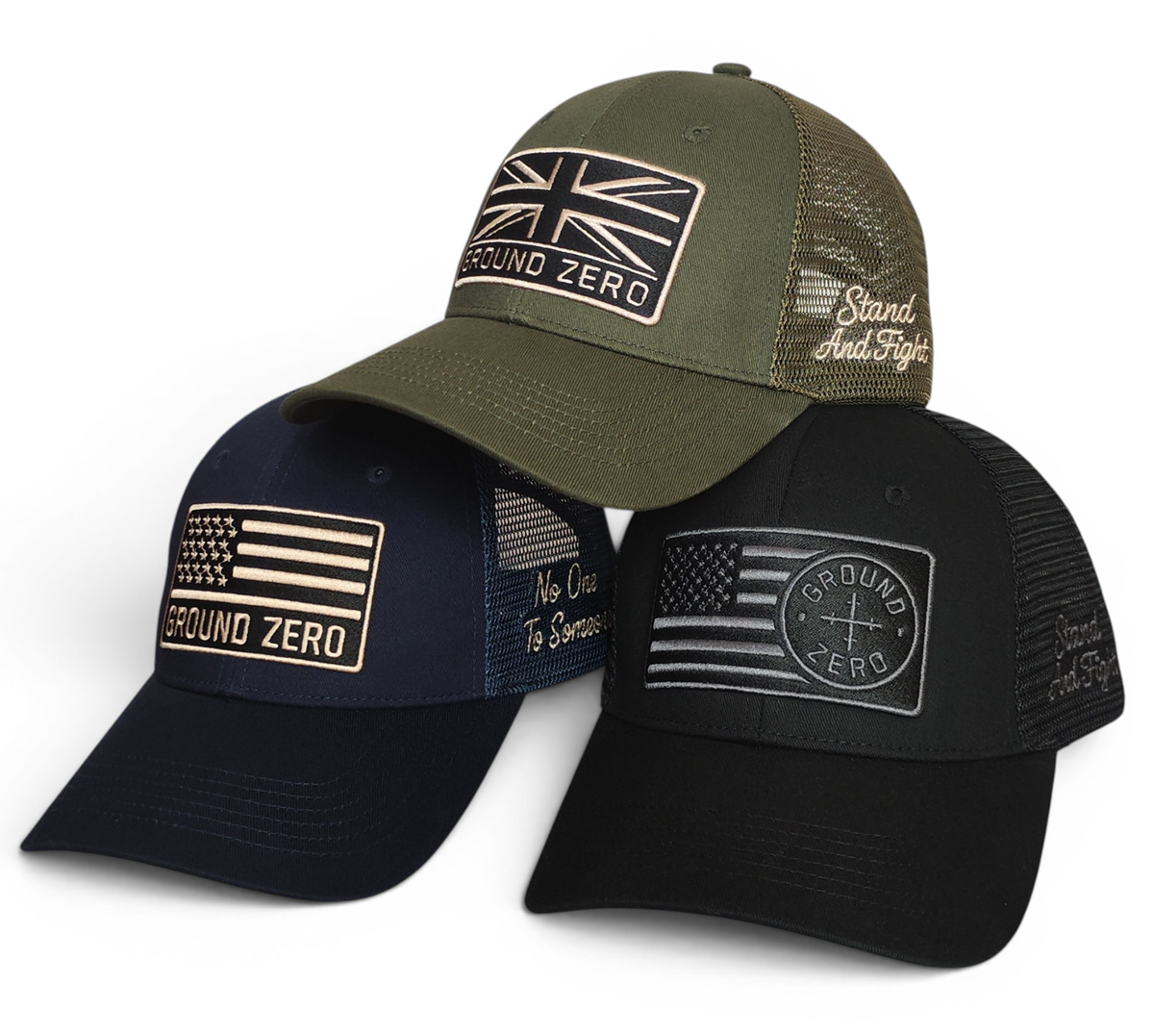 High Quality Customised Mesh Navy Blue Trucker Caps 6 Panel 3d Embroidery Patch Curved Brim Trucker Hat