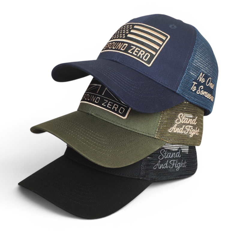 High Quality Customised Mesh Navy Blue Trucker Caps 6 Panel 3d Embroidery Patch Curved Brim Trucker Hat