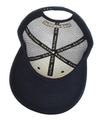 High Quality Customised Mesh Navy Blue Trucker Caps 6 Panel 3d Embroidery Patch Curved Brim Trucker Hat