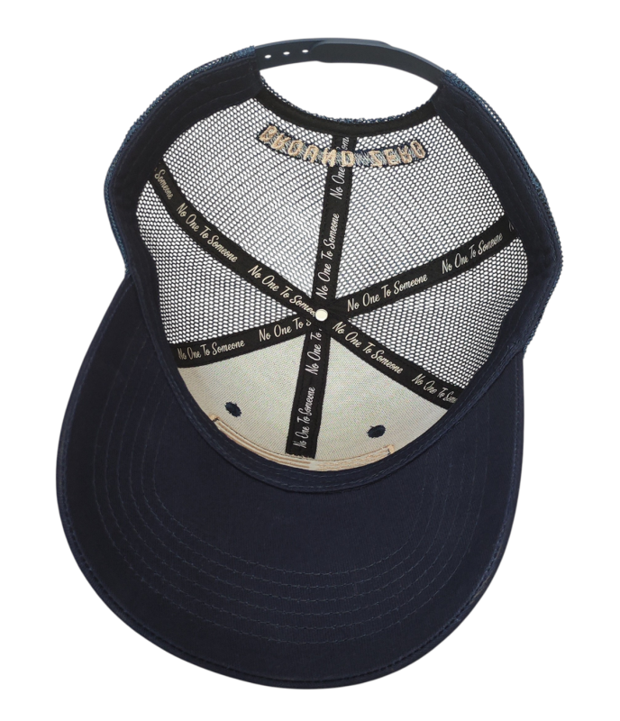 High Quality Customised Mesh Navy Blue Trucker Caps 6 Panel 3d Embroidery Patch Curved Brim Trucker Hat