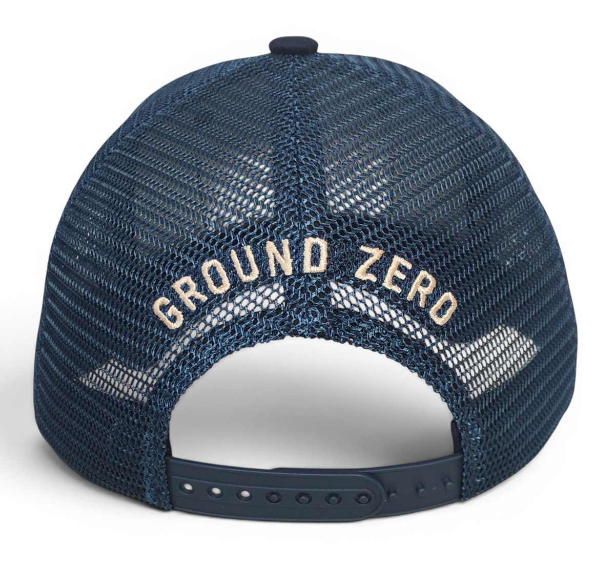 High Quality Customised Mesh Navy Blue Trucker Caps 6 Panel 3d Embroidery Patch Curved Brim Trucker Hat
