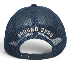 High Quality Customised Mesh Navy Blue Trucker Caps 6 Panel 3d Embroidery Patch Curved Brim Trucker Hat