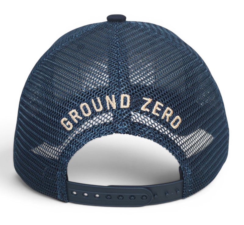 High Quality Customised Mesh Navy Blue Trucker Caps 6 Panel 3d Embroidery Patch Curved Brim Trucker Hat