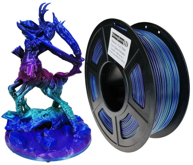 Stronghero3D PLA 3D Printer Filament 1.75mm Vertigo Galaxy Rainbow Multicolors Accuracy +/-0.05mm Net Weight 1kg(2.2Lbs) for Ender3 Prusa