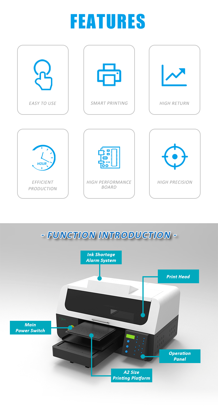 Udefine Single Panel Desktop Inkjet Imprimante Duel Heads A2 DTG Printer Impresora Direct To Garment Printers