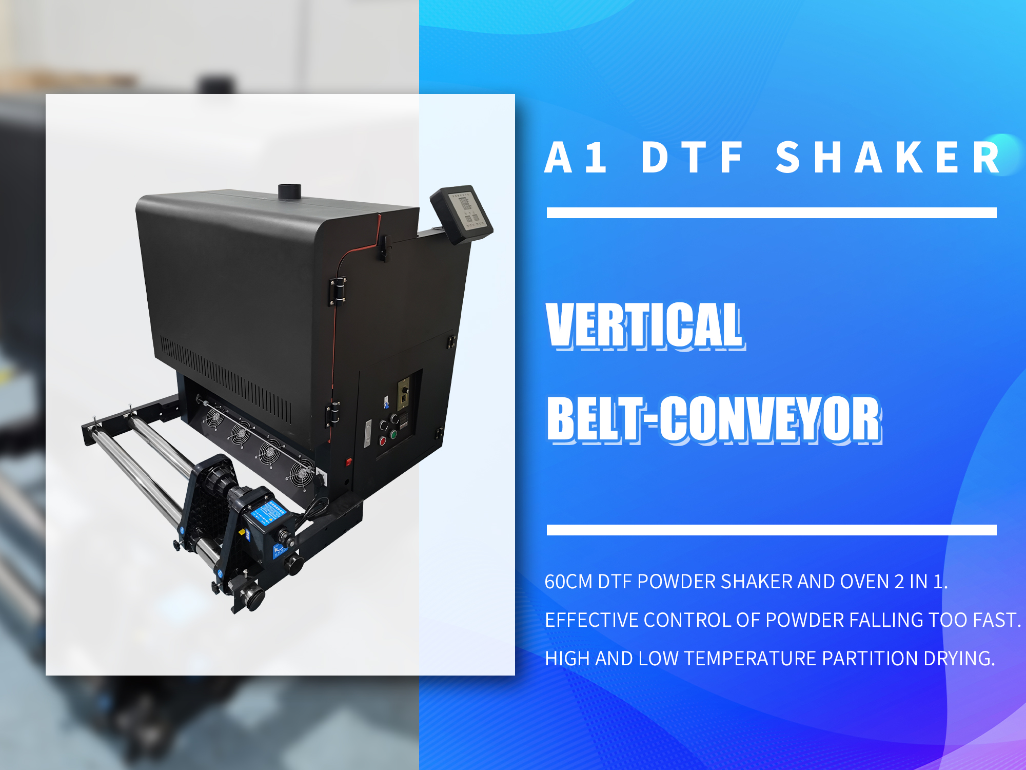 Udefine 24" Vertical DTF Powder Shaker and Oven with Belt-conveyor for DTF Printer A1 T Shirt Printer 60cm DTF Printing