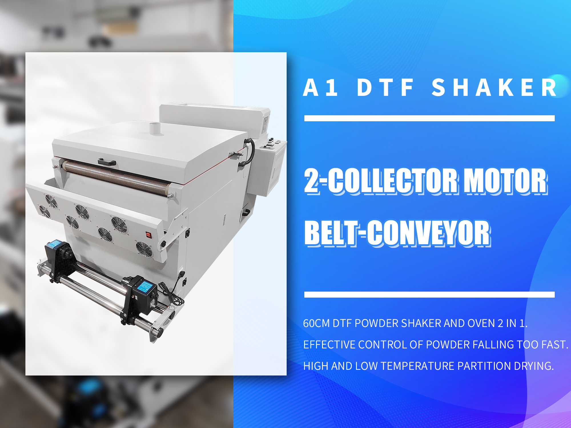 Udefine 24" DTF Powder Shaker Drying Oven with Belt-conveyor for DTF Printer A1 T Shirt Printer 60cm DTF Transfer Printing