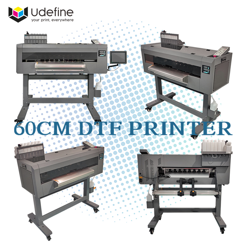 Udefine 24" DTF Printer A1 T Shirt Printer 60cm Direc to PET Roller Film Printing Solution 60cm DTF Printing Machine With Powder Shaker And Oven