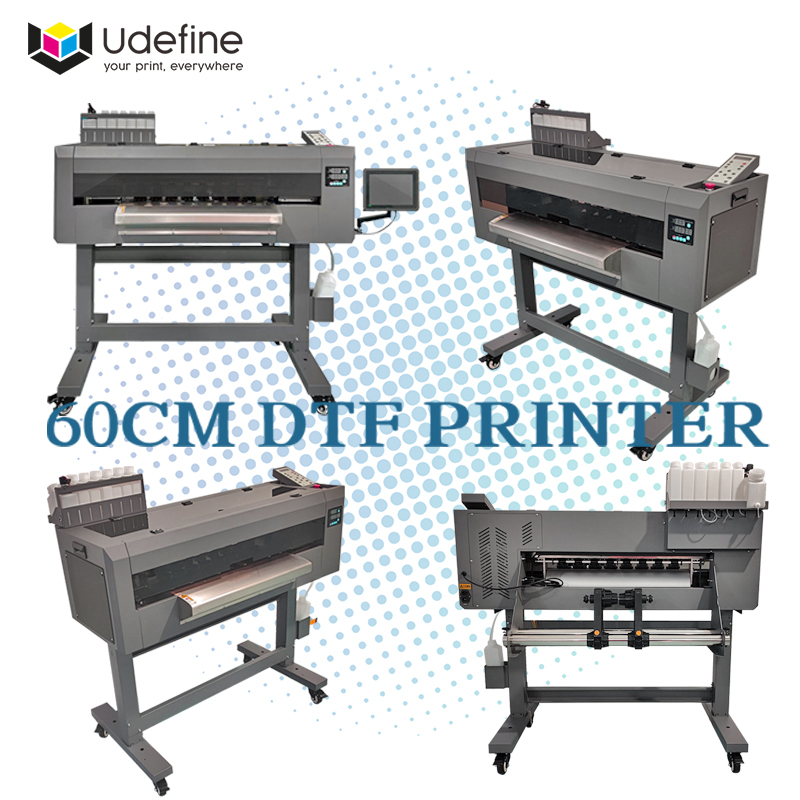Udefine 24" DTF Printer A1 T Shirt Printer 60cm Direc to PET Roller Film Printing Solution 60cm DTF Printing Machine With Powder Shaker And Oven
