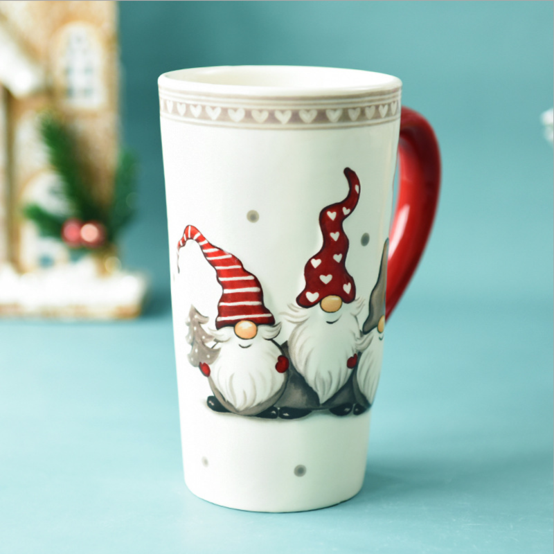 Nordic Style Retro Relief Large Ceramic Mug