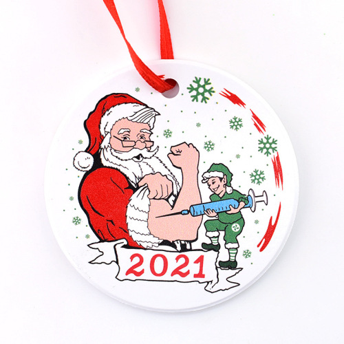 DIY 3" Christmas Round Ornament With Red Ribbon