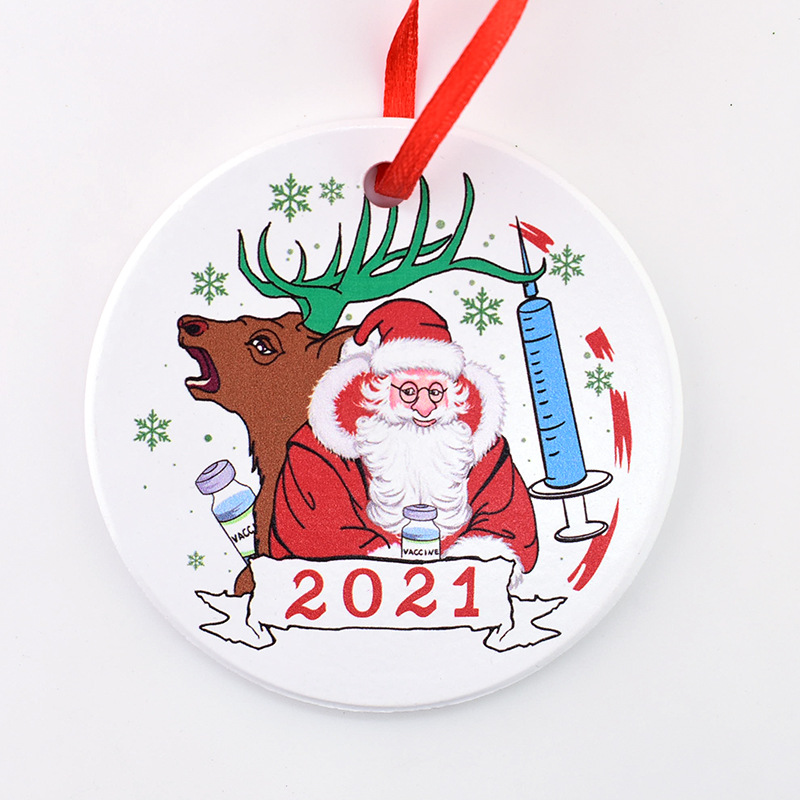 DIY 3" Christmas Round Ornament With Red Ribbon