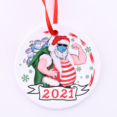 DIY 3" Christmas Round Ornament With Red Ribbon