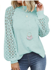 Women's Long Sleeve Tops Lace Casual Loose Blouses T Shirts