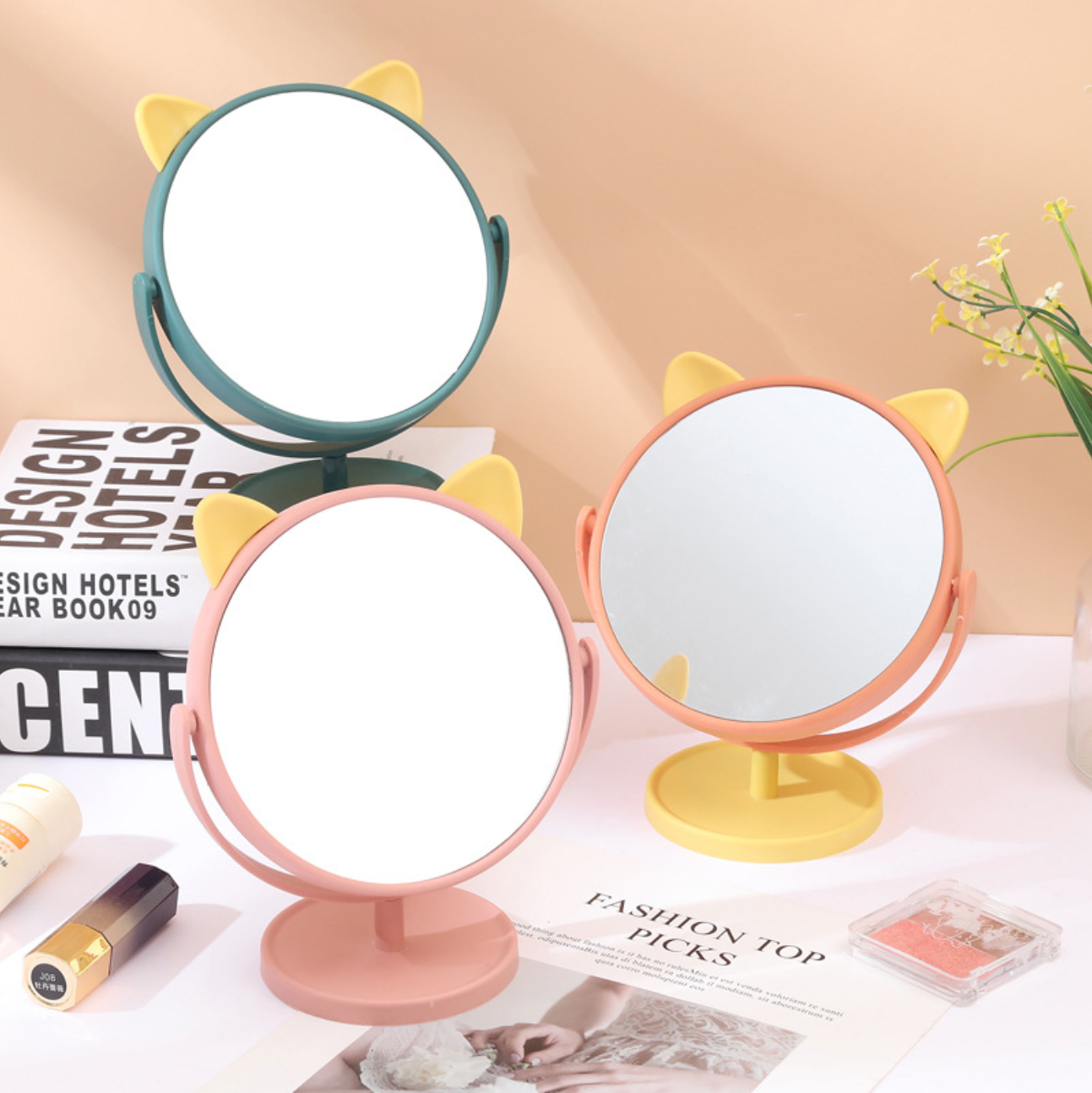 Desk Mirror in Cute Cat Ears Shape