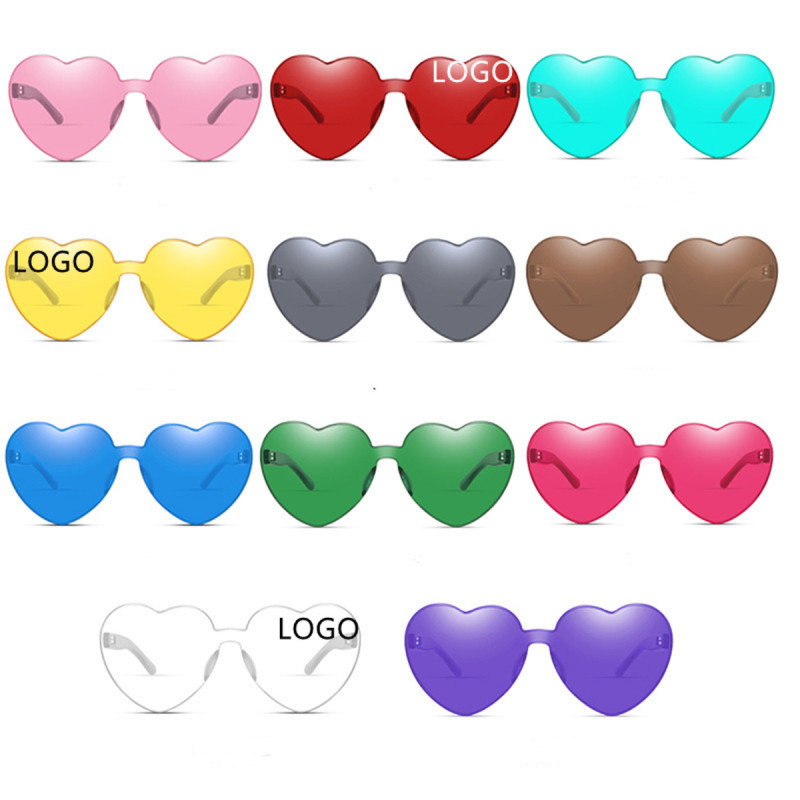 Candy Color Heart Shaped Rimless Sunglasses